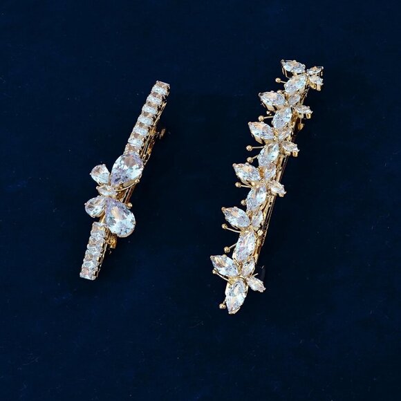 Gold Rhinestone Butterfly Hair Clips for Women Elegant Bridal Hair Accessories